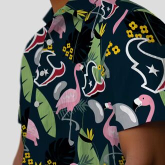 NFL Houston Texans Flamingo Print Blue Hawaiian Shirt - Beach & Game Day Style
