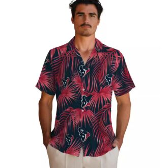 NFL Houston Texans Leafy Palms Aloha Blue Hawaiian Shirt - Game Day & Beachwear