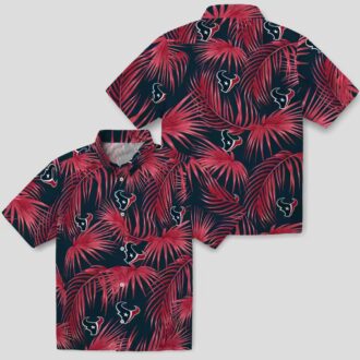 NFL Houston Texans Leafy Palms Aloha Blue Hawaiian Shirt - Game Day & Beachwear