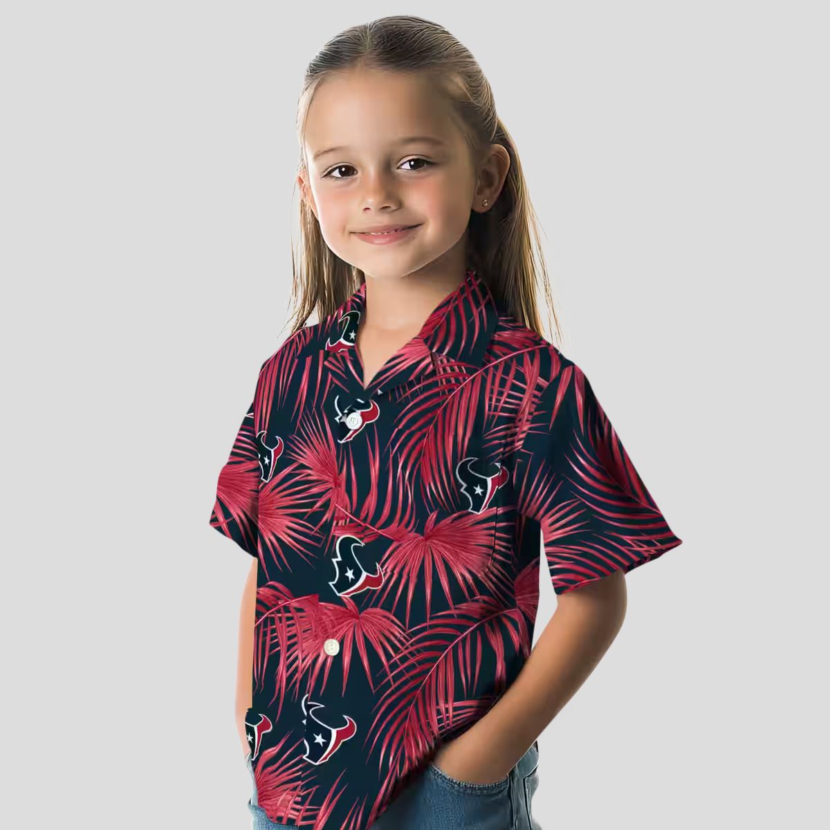 NFL Houston Texans Leafy Palms Aloha Blue Hawaiian Shirt - Game Day & Beachwear