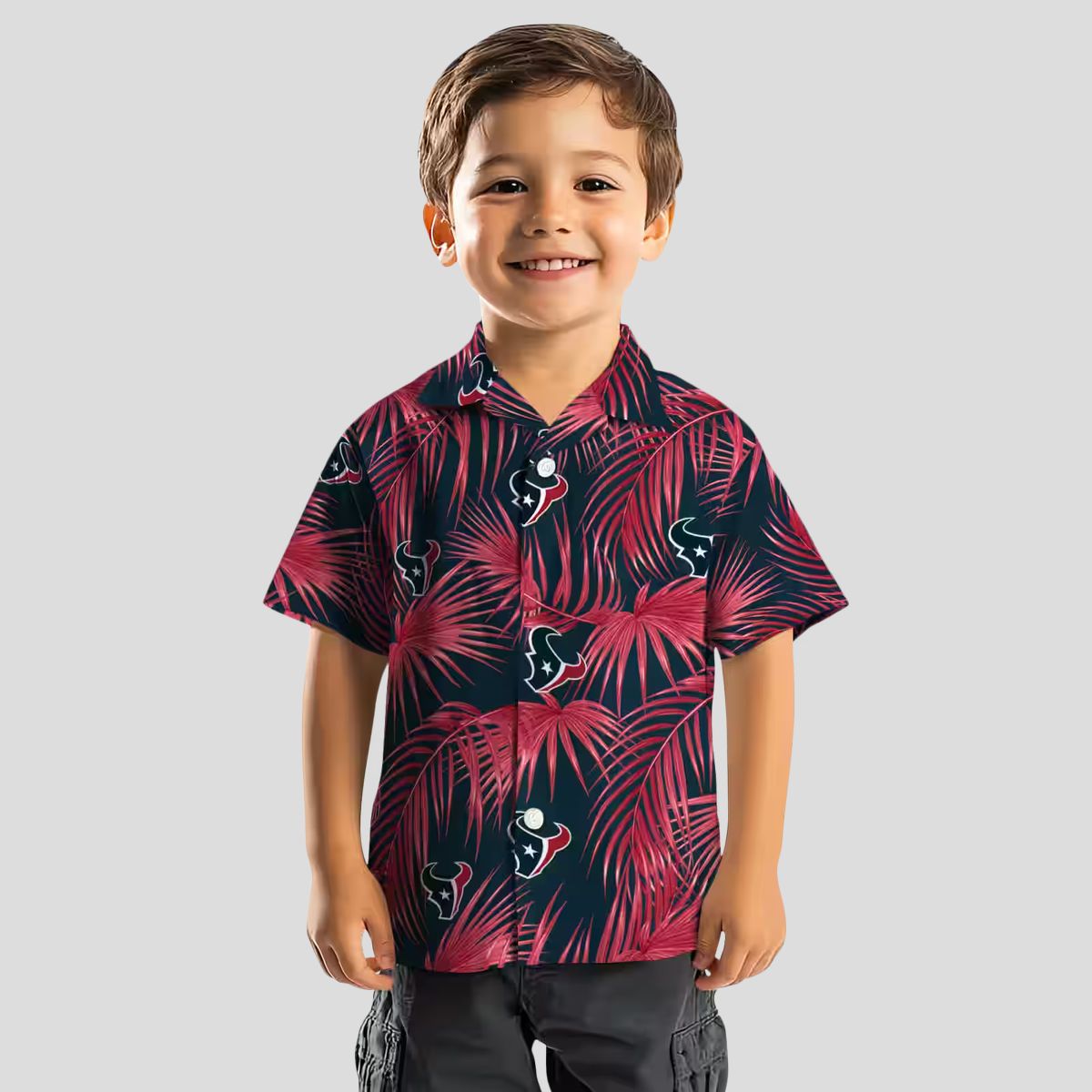 NFL Houston Texans Leafy Palms Aloha Blue Hawaiian Shirt - Game Day & Beachwear