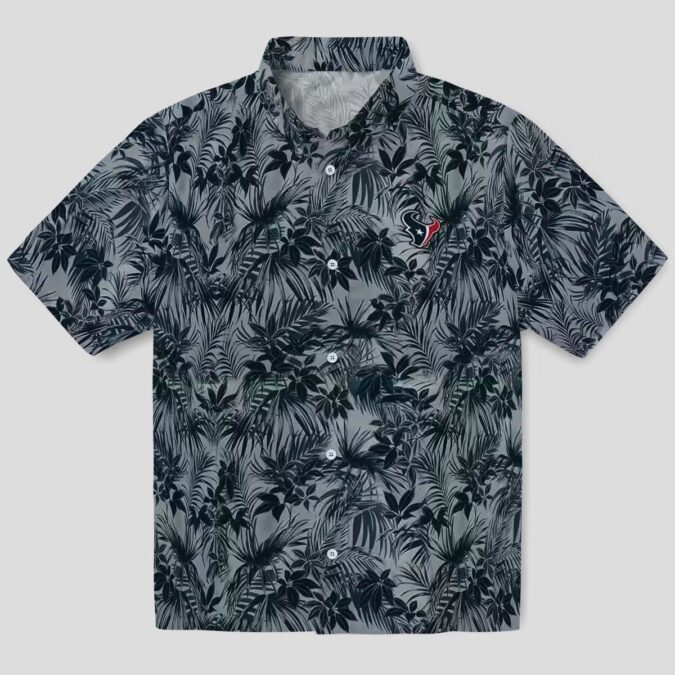 NFL Houston Texans Leafy Pattern Hawaiian Shirt - Beach & Game Day Style
