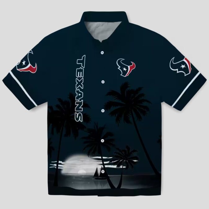 NFL Houston Texans Tropical Sunset Blue Hawaiian Shirt for Beach and Game Day