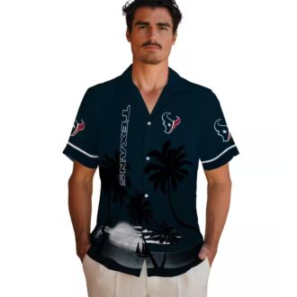 NFL Houston Texans Tropical Sunset Blue Hawaiian Shirt for Beach and Game Day