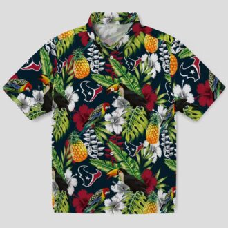 Personalized Houston Texans Hawaiian Blue Shirt with Tropical Toucan Print