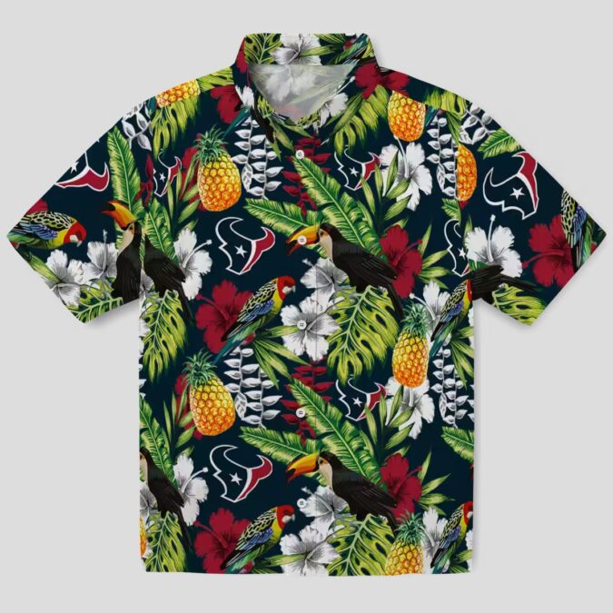 Personalized Houston Texans Hawaiian Blue Shirt with Tropical Toucan Print