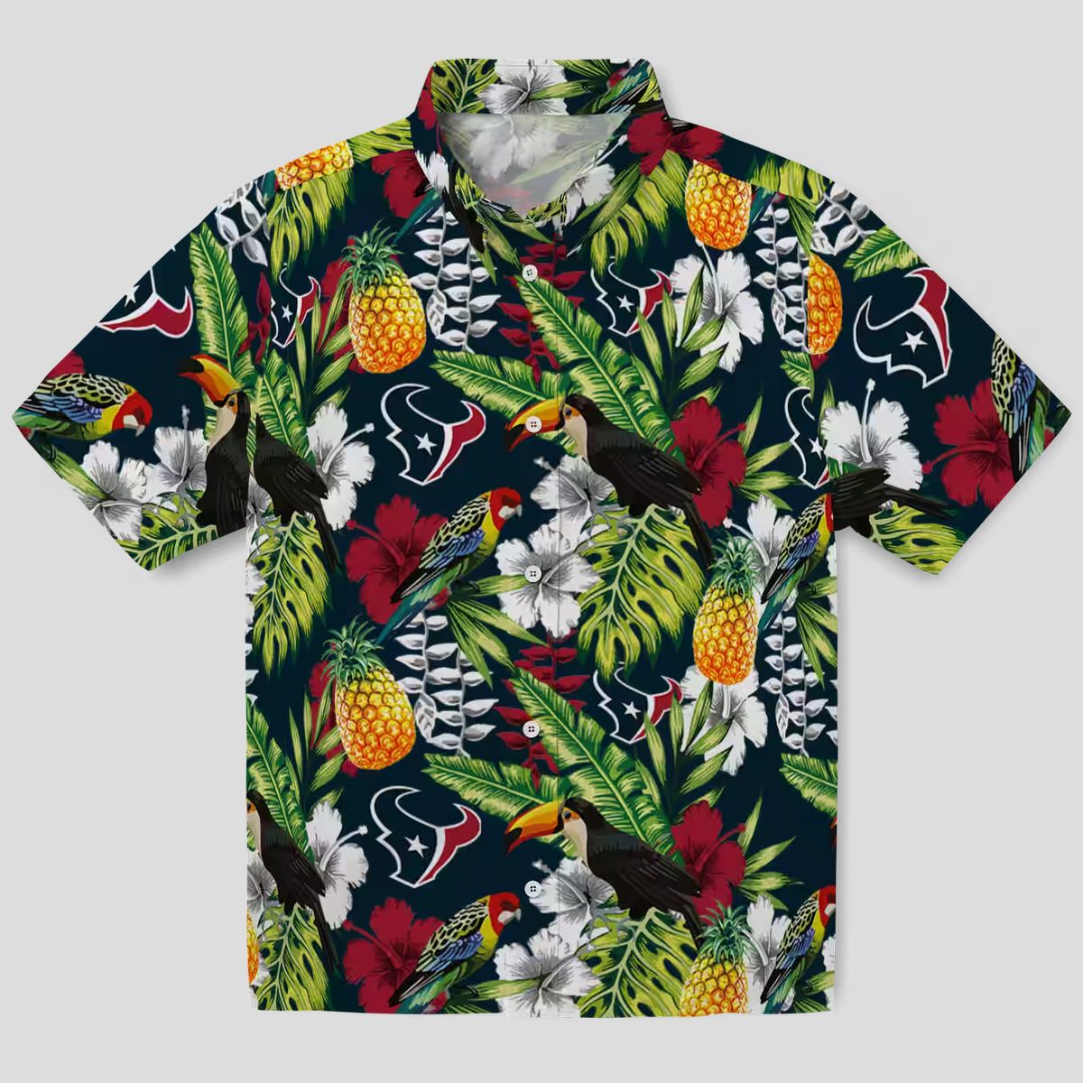 Personalized Houston Texans Hawaiian Blue Shirt with Tropical Toucan Print