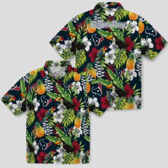 Personalized Houston Texans Hawaiian Blue Shirt with Tropical Toucan Print