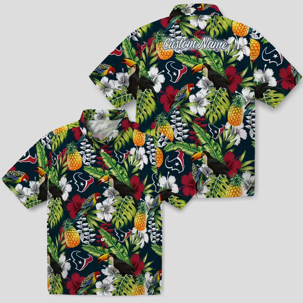 Personalized Houston Texans Hawaiian Blue Shirt with Tropical Toucan Print