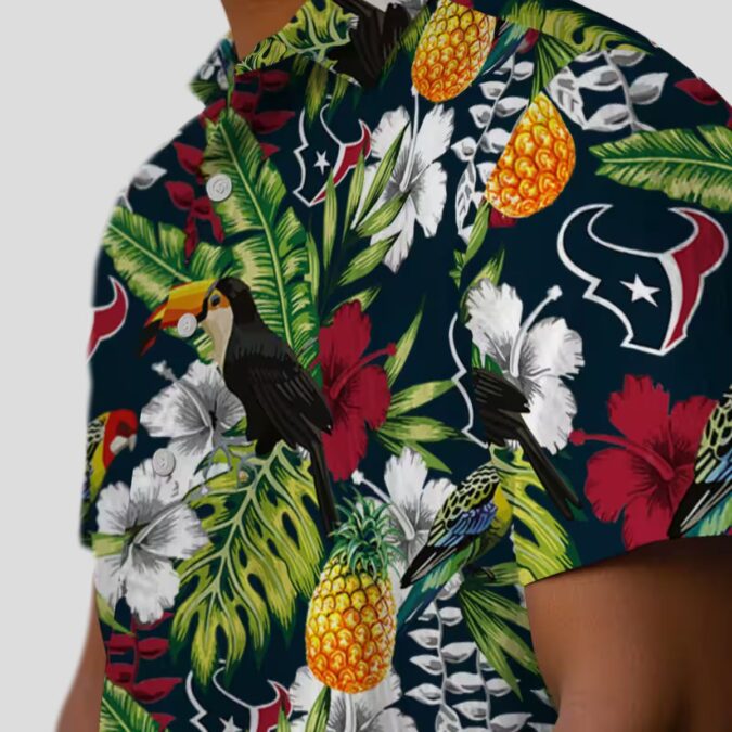 Personalized Houston Texans Hawaiian Blue Shirt with Tropical Toucan Print