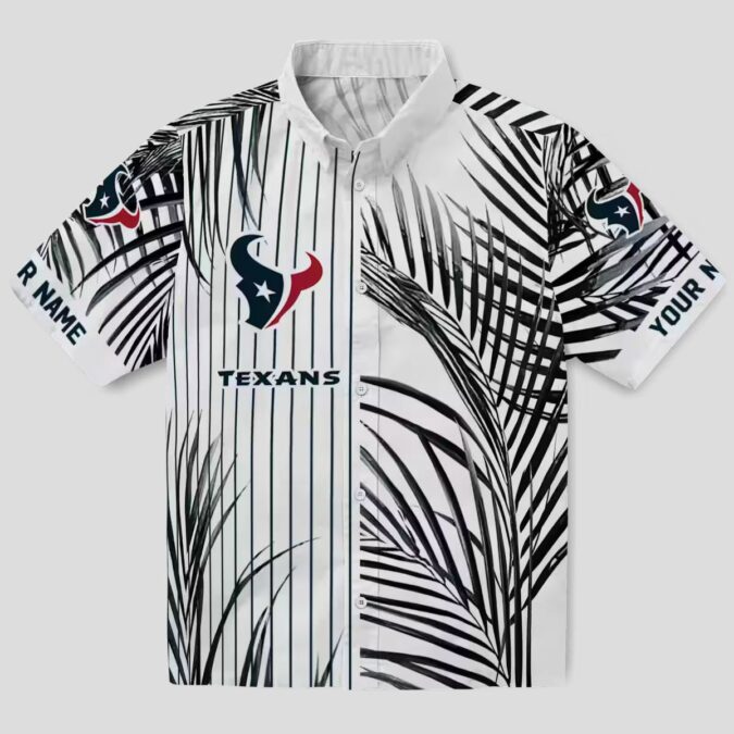 Premium Houston Texans Striped Hawaiian Shirt - NFL Blue Black White Gameday