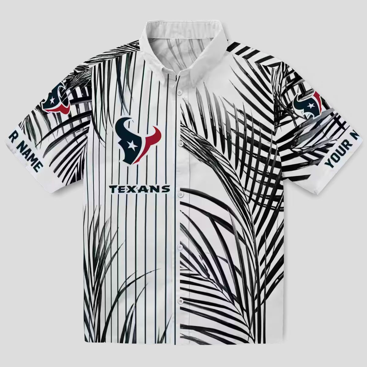 Premium Houston Texans Striped Hawaiian Shirt - NFL Blue Black White Gameday