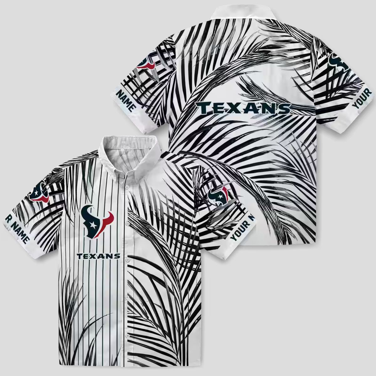 Premium Houston Texans Striped Hawaiian Shirt - NFL Blue Black White Gameday