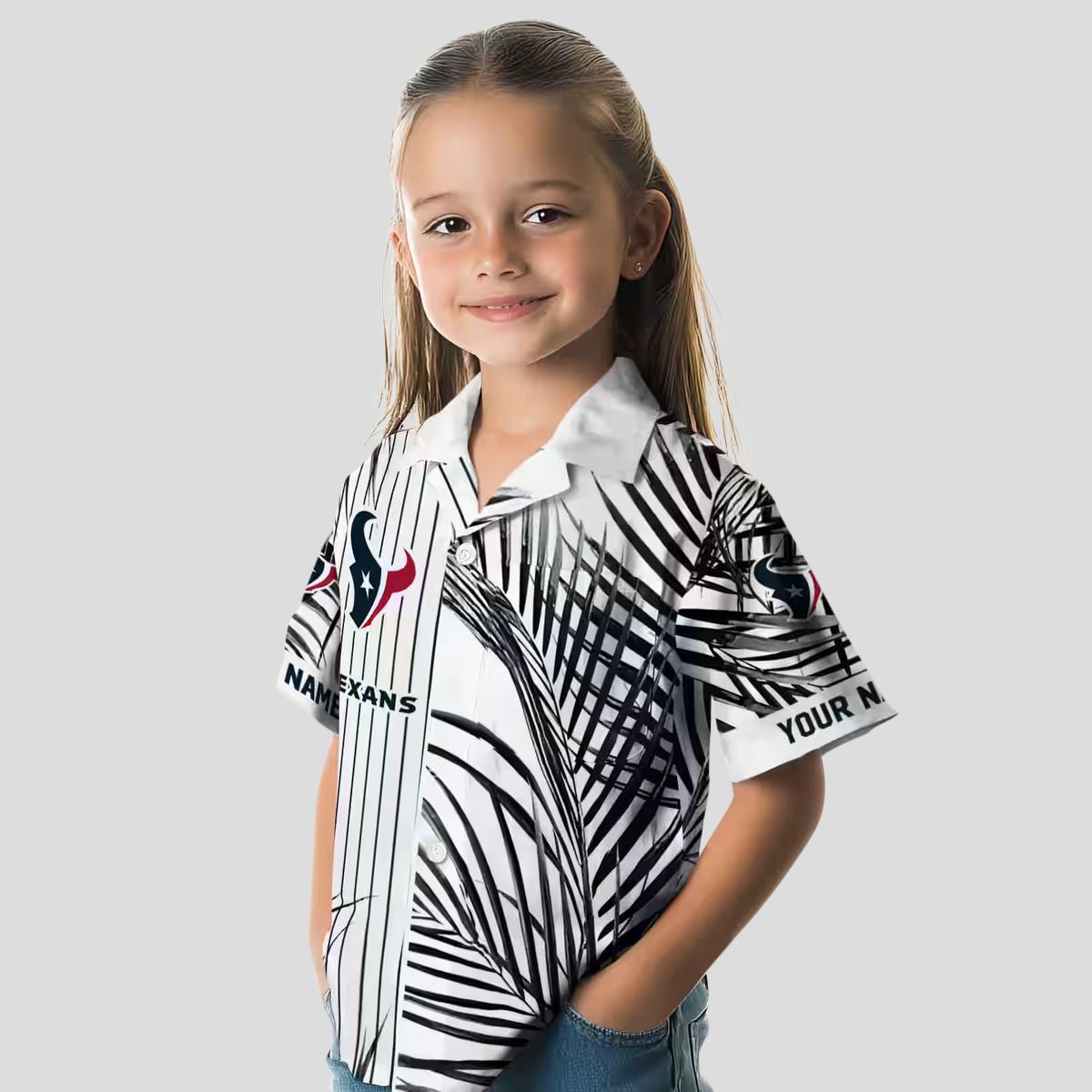 Premium Houston Texans Striped Hawaiian Shirt - NFL Blue Black White Gameday