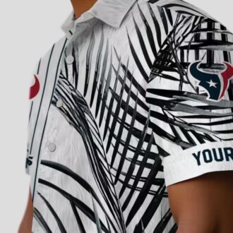 Premium Houston Texans Striped Hawaiian Shirt - NFL Blue Black White Gameday