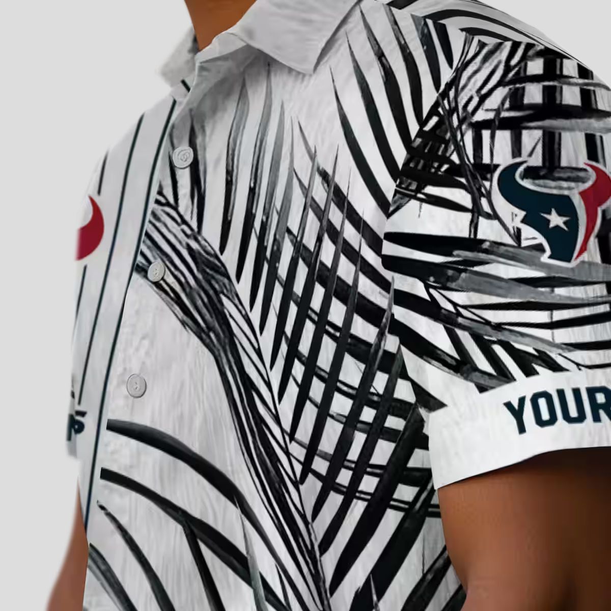 Premium Houston Texans Striped Hawaiian Shirt - NFL Blue Black White Gameday