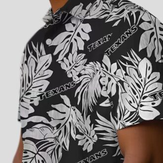 Tropical Monstera Leaf Houston Texans Hawaiian Shirt - Perfect NFL Gift