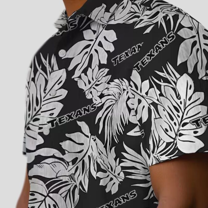 Tropical Monstera Leaf Houston Texans Hawaiian Shirt - Perfect NFL Gift