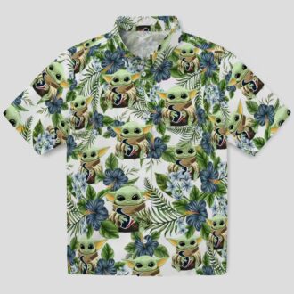 Tropical Yoda Houston Texans Hawaiian Shirt, Green Aloha Shirt for Star Wars Fans
