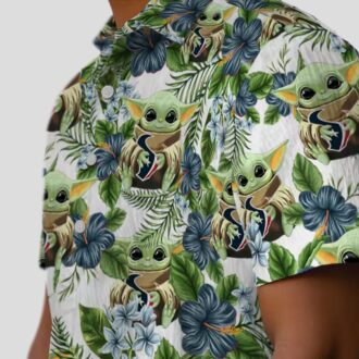 Tropical Yoda Houston Texans Hawaiian Shirt, Green Aloha Shirt for Star Wars Fans