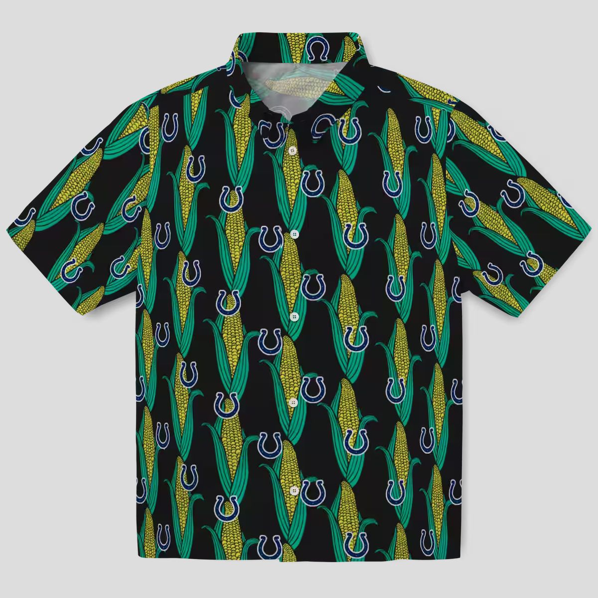 Black Green Indianapolis Colts Hawaiian Shirt – Corn Print, Summer & Game Day Wear
