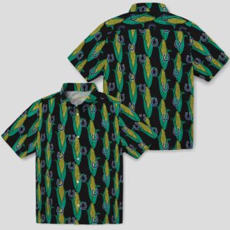 Black Green Indianapolis Colts Hawaiian Shirt – Corn Print, Summer & Game Day Wear