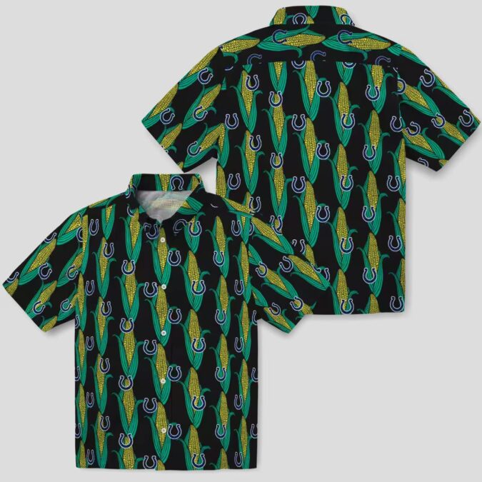 Black Green Indianapolis Colts Hawaiian Shirt – Corn Print, Summer & Game Day Wear