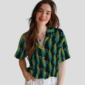 Black Green Indianapolis Colts Hawaiian Shirt – Corn Print, Summer & Game Day Wear