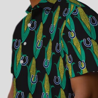 Black Green Indianapolis Colts Hawaiian Shirt – Corn Print, Summer & Game Day Wear