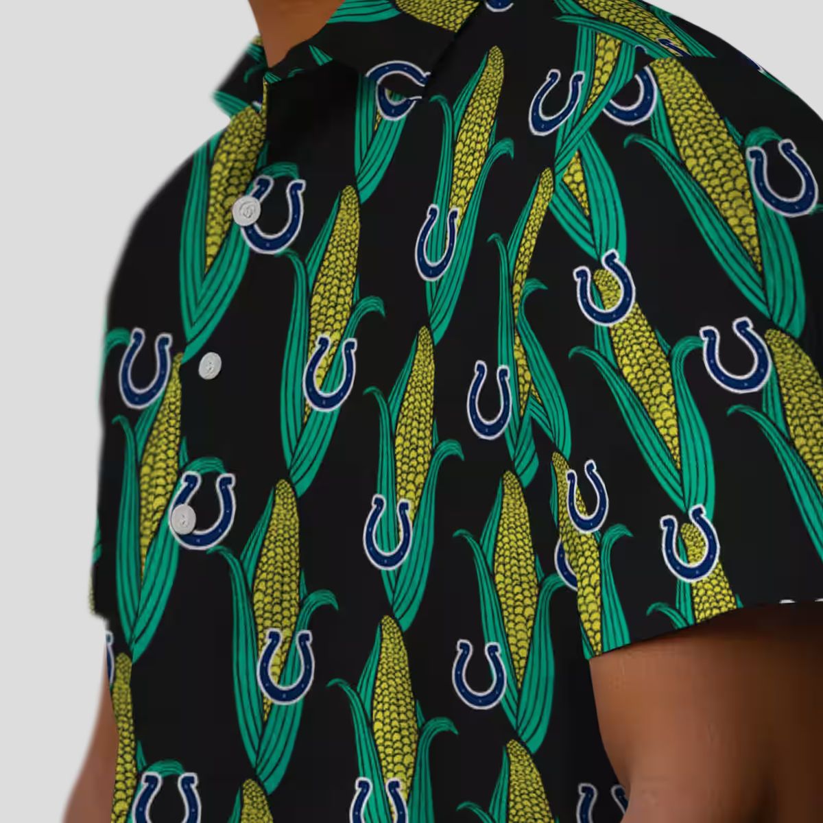 Black Green Indianapolis Colts Hawaiian Shirt – Corn Print, Summer & Game Day Wear