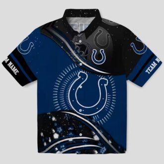 Blue & Black Football Wave Colts Hawaiian Shirt, Summer Vacation Outfit
