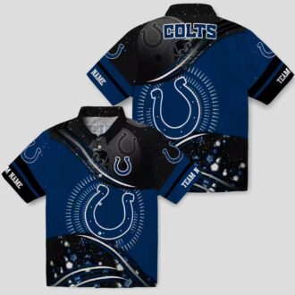 Blue & Black Football Wave Colts Hawaiian Shirt, Summer Vacation Outfit