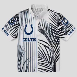 Blue & White Indianapolis Colts Palm Stripes Hawaiian Shirt, Beach Party Outfit