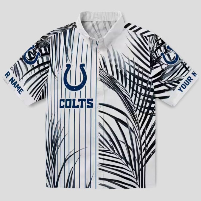 Blue & White Indianapolis Colts Palm Stripes Hawaiian Shirt, Beach Party Outfit