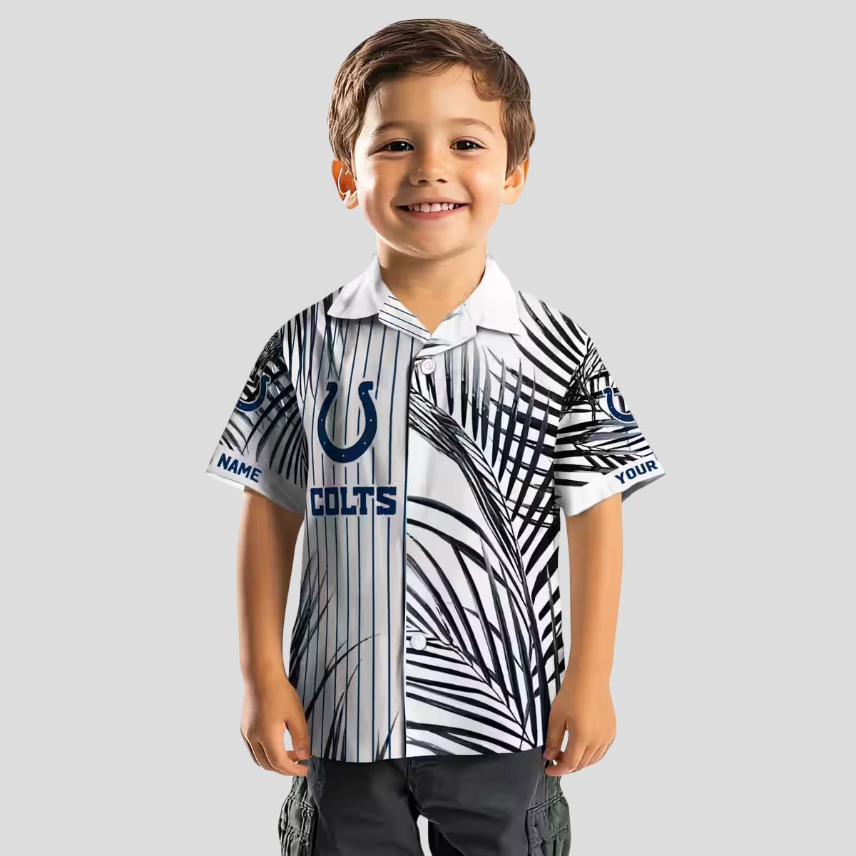 Blue & White Indianapolis Colts Palm Stripes Hawaiian Shirt, Beach Party Outfit