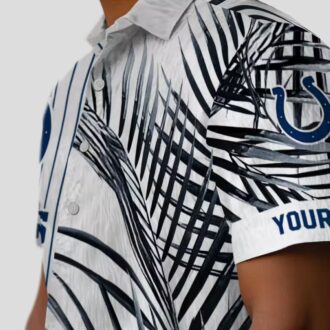 Blue & White Indianapolis Colts Palm Stripes Hawaiian Shirt, Beach Party Outfit