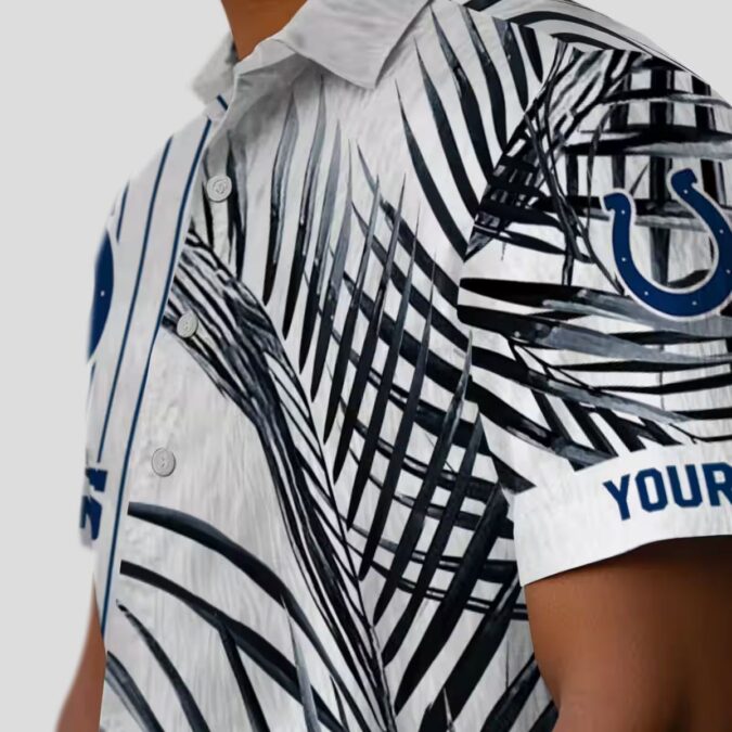Blue & White Indianapolis Colts Palm Stripes Hawaiian Shirt, Beach Party Outfit