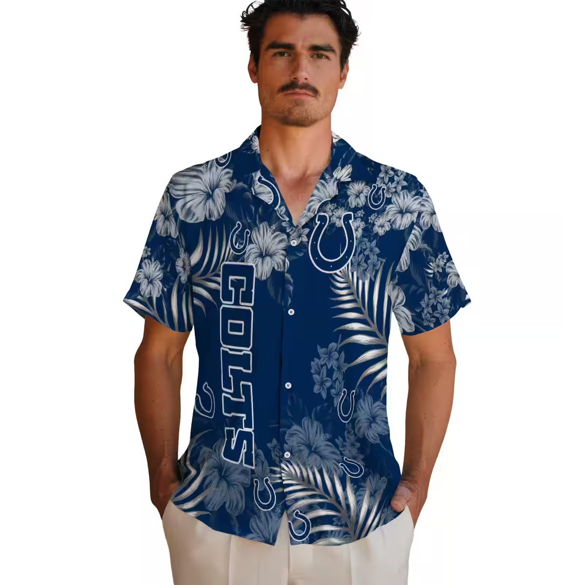 Blue Aloha Indianapolis Colts Hawaiian Shirt for Fans – Hibiscus Floral Print Design