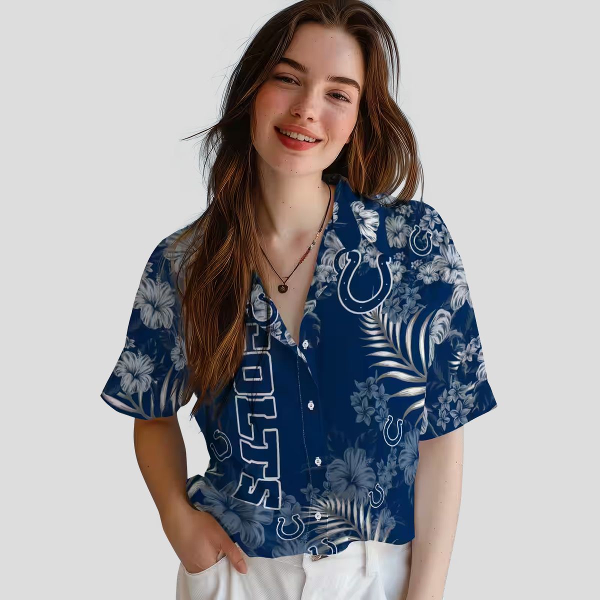 Blue Aloha Indianapolis Colts Hawaiian Shirt for Fans – Hibiscus Floral Print Design