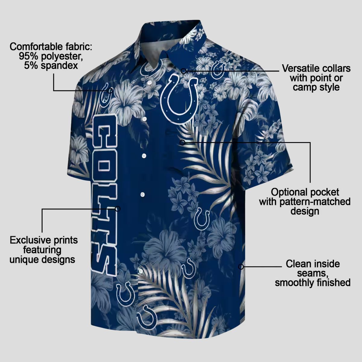 Blue Aloha Indianapolis Colts Hawaiian Shirt for Fans – Hibiscus Floral Print Design