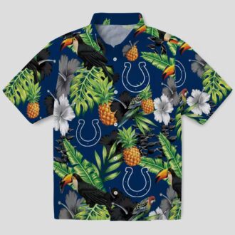 Blue Green Indianapolis Colts Hawaiian Shirt - Hibiscus & Pineapple Tropical Design