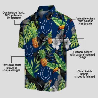 Blue Green Indianapolis Colts Hawaiian Shirt - Hibiscus & Pineapple Tropical Design