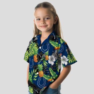 Blue Green Indianapolis Colts Hawaiian Shirt - Hibiscus & Pineapple Tropical Design