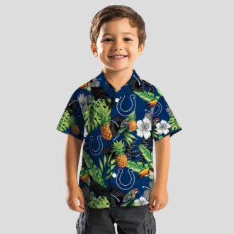 Blue Green Indianapolis Colts Hawaiian Shirt - Hibiscus & Pineapple Tropical Design