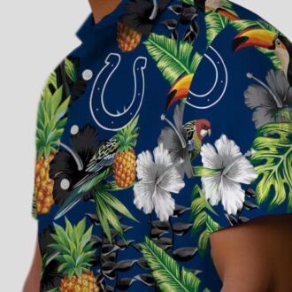 Blue Green Indianapolis Colts Hawaiian Shirt - Hibiscus & Pineapple Tropical Design