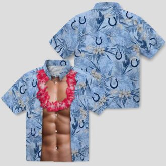 Blue Indianapolis Colts Chest Illusion Hawaiian Shirt – Tropical Floral, Palm Beach Style