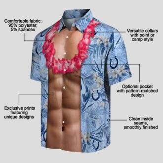 Blue Indianapolis Colts Chest Illusion Hawaiian Shirt – Tropical Floral, Palm Beach Style