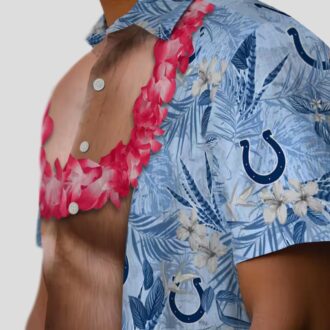 Blue Indianapolis Colts Chest Illusion Hawaiian Shirt – Tropical Floral, Palm Beach Style