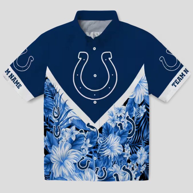 Custom Fan Indianapolis Colts Hawaiian Shirt – Floral Chevron Print for Game Day