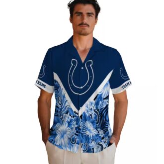 Custom Fan Indianapolis Colts Hawaiian Shirt – Floral Chevron Print for Game Day